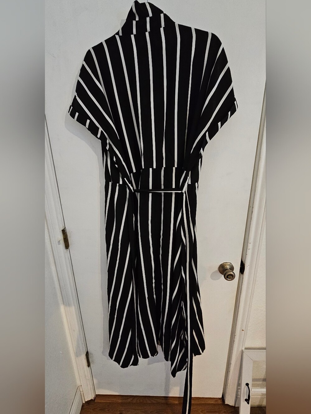 Black & White Vertical Stripe Maxi Dress